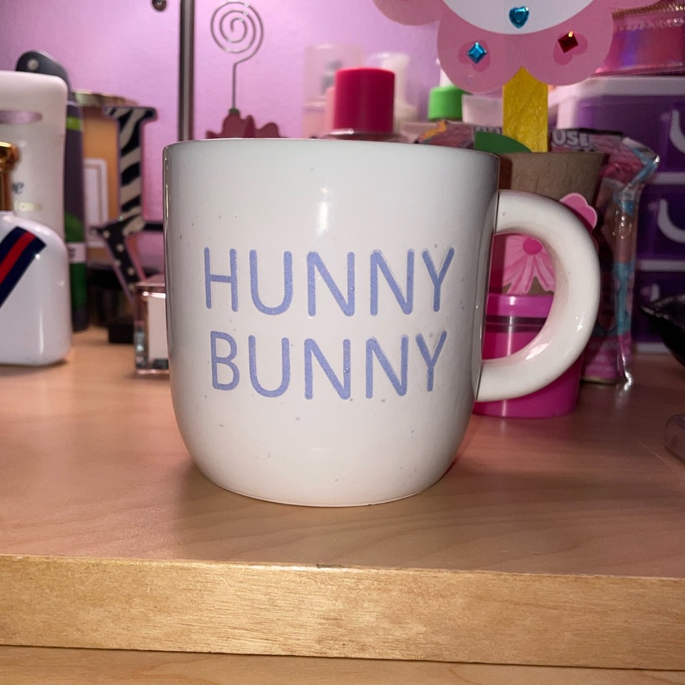 NEW Easter spring HUNNY BUNNY mug lavender white cream color